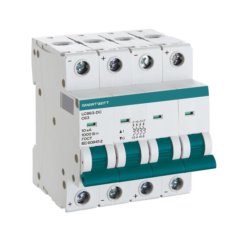 Выключатель автоматический модульный PDE LCB63H-DC-Z63/4 63А 4P кривая Z 10кА SmartWatt 4512020490359