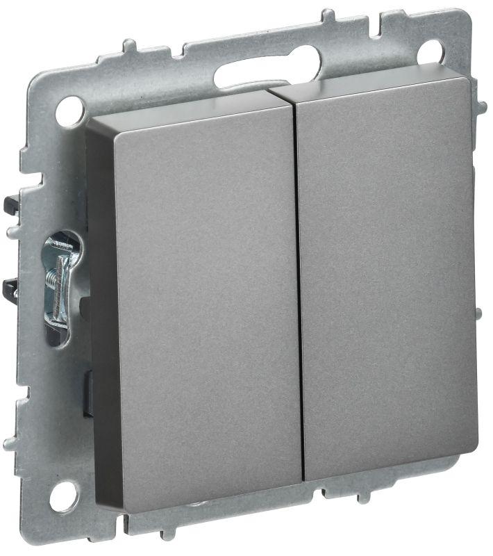 Выключатель перекрестный 2-кл. СП BRITE ВС10-2-3-БрС 10А механизм сталь IEK BR-V23-0-10-K46