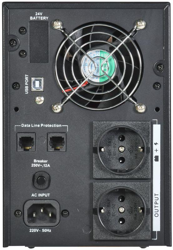 Источник бесперебойного питания ELECTRA LT 1.5кВА/1.2кВт с АКБ 2х7А.ч USB Schuko ITK ELT-1500VA-1-002-S