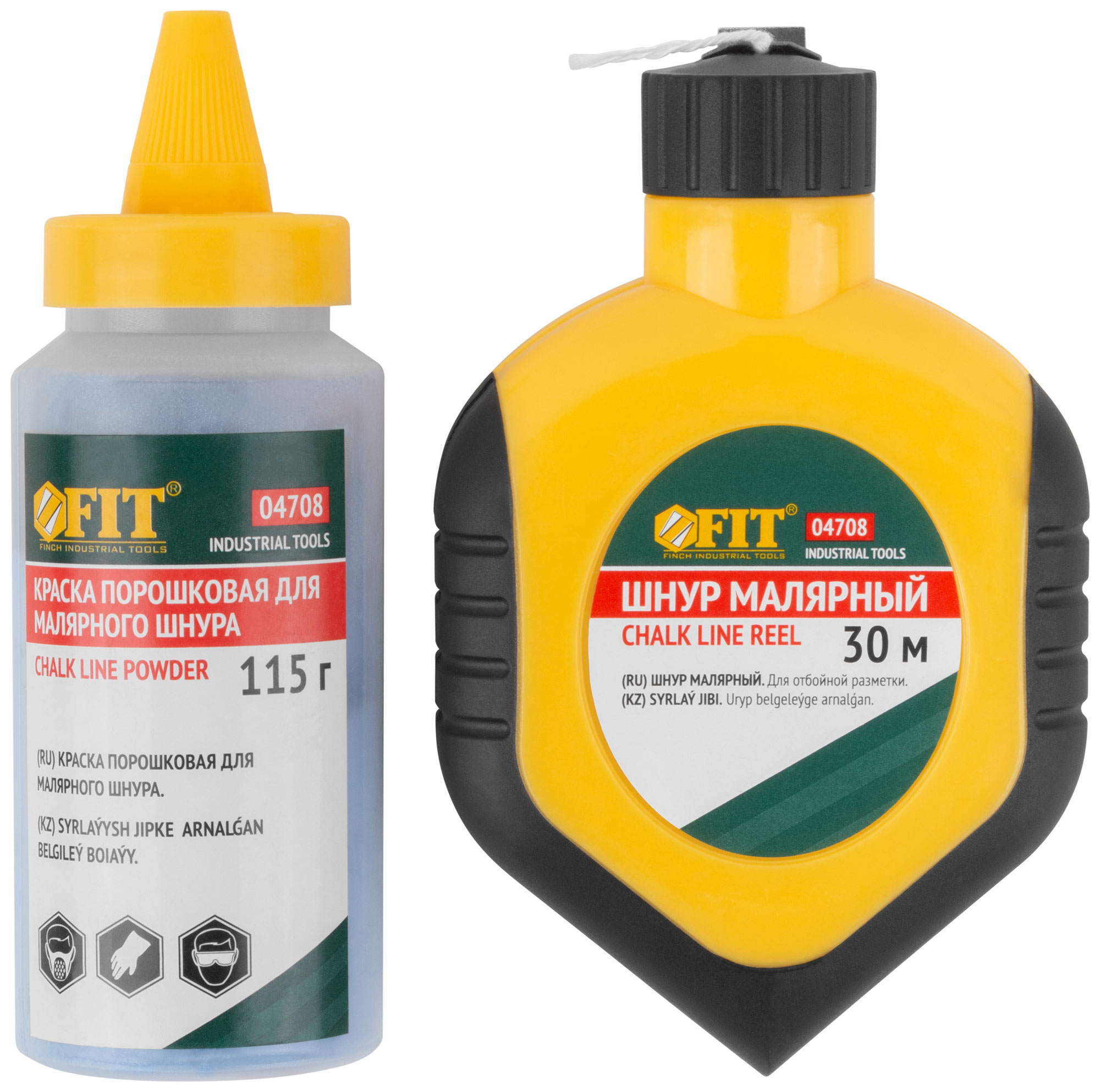 Шнур малярный отбойный, ABS пластиковый прорезиненный корпус 30 м + краска разметочная 115 гр.