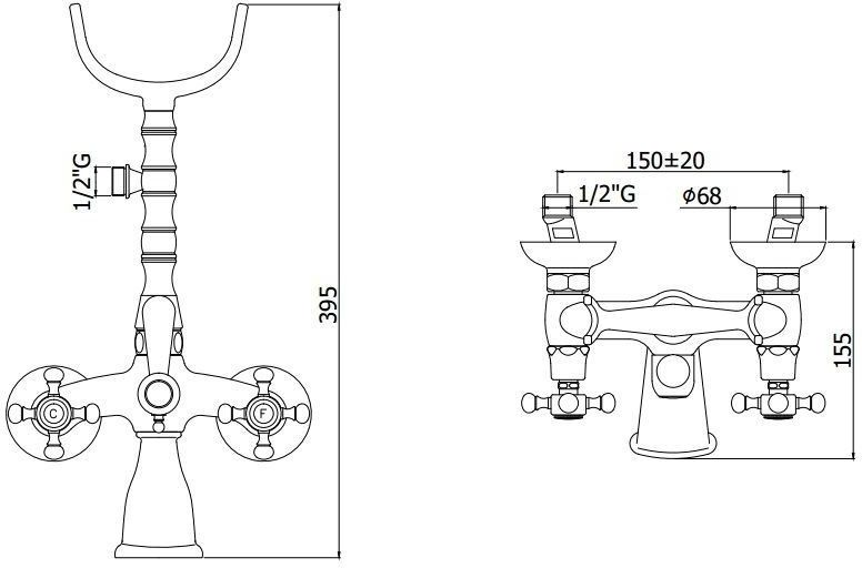 Смеситель для ванны с душем Paffoni Belinda FBLV022BR