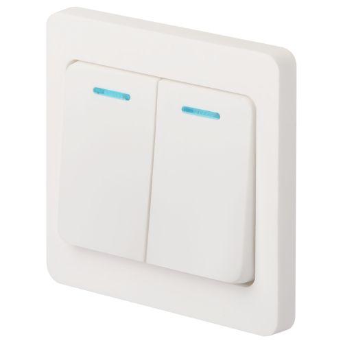 Выключатель 2-кл. СП Style 7-105-01 10А IP20 250В с подсветкой бел. Intro Б0060631