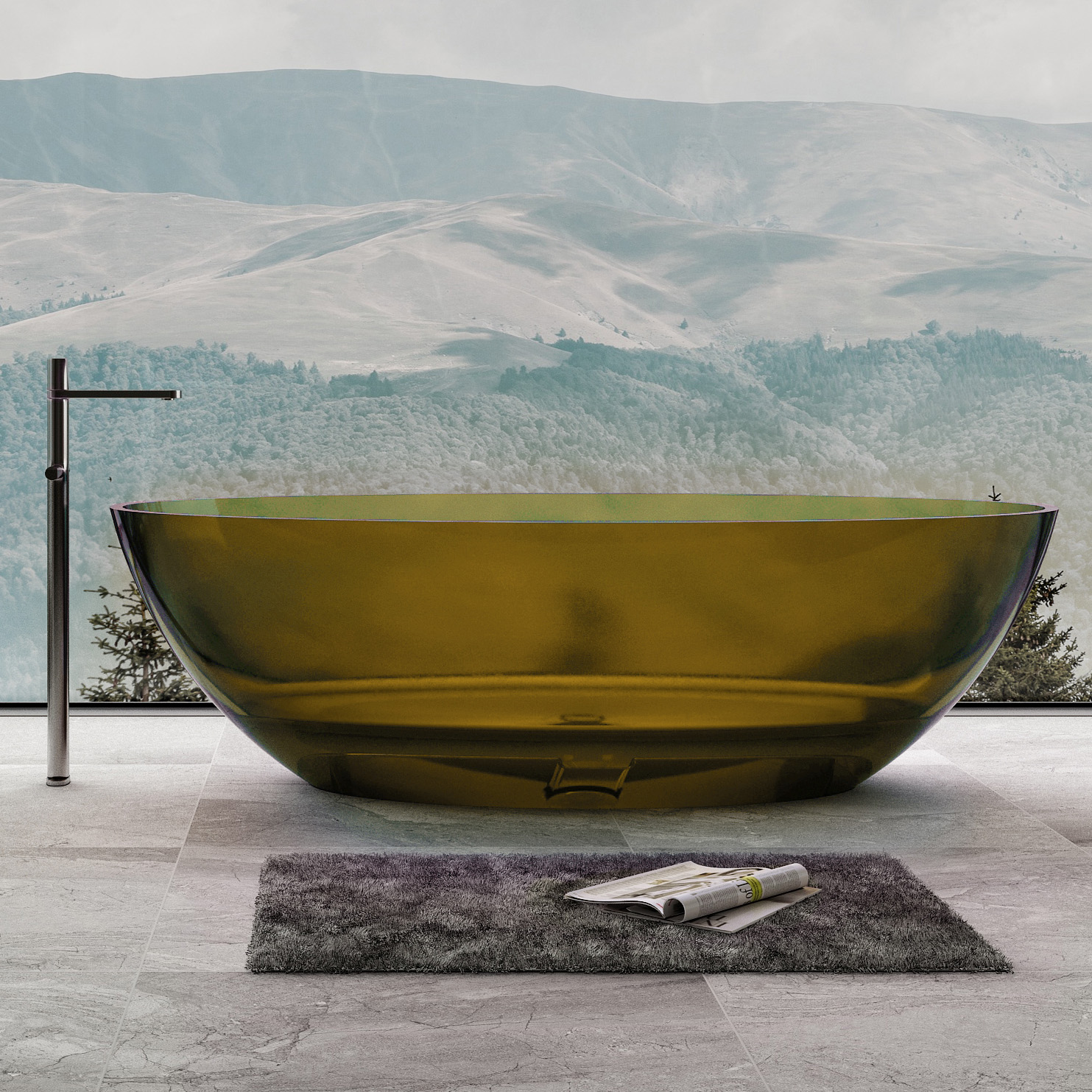 Прозрачная ванна ABBER Kristall AT9702Vesuvian оливковая