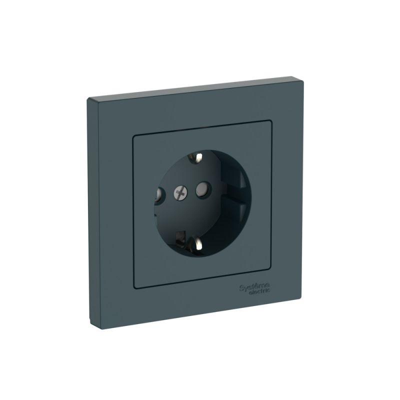 Розетка AtlasDesign 16А с заземл. защ. шторки быстрозажим. клем. в сборе изумруд SE ATN000844S