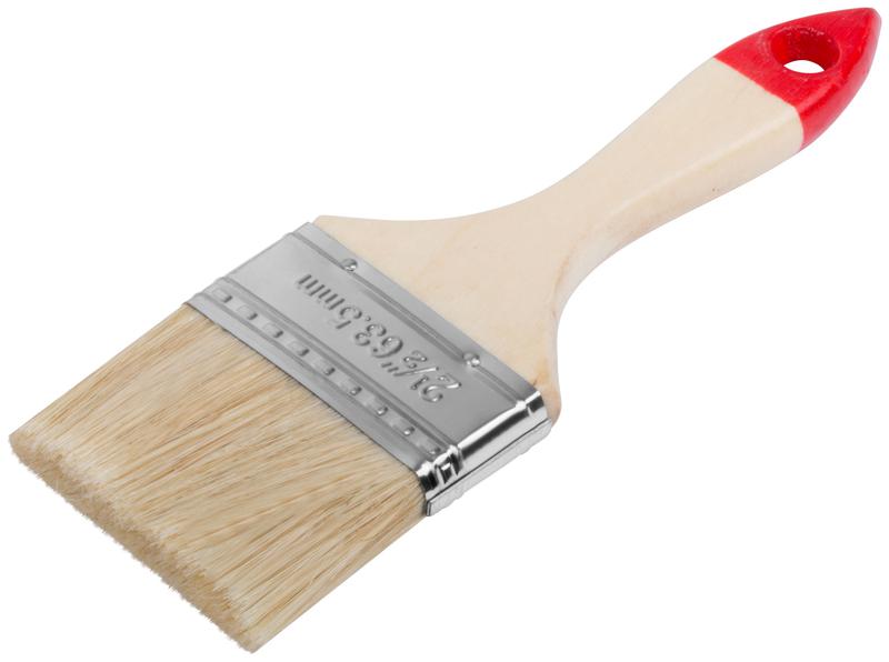 Кисть флейцевая "Оптима" 2.5дюйм (63мм) натур. свет. щетина деревянная ручка КУРС 00816