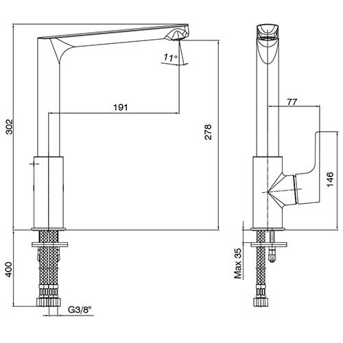 Смеситель ECA Luna 102118043EX для кухни