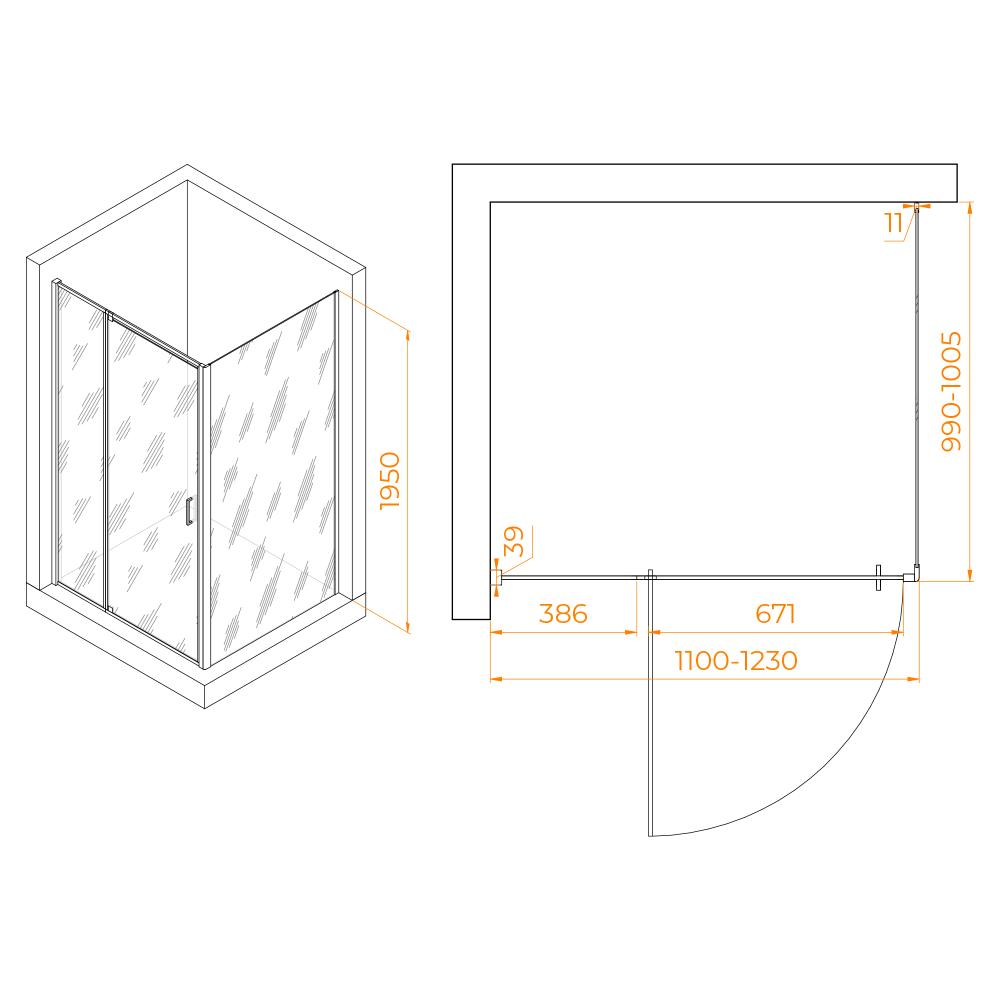 Душевой уголок RGW PA-078 (RGW PA-008 + Z-050-2), 350807810-11