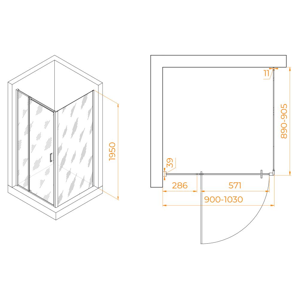 Душевой уголок RGW PA-078 (RGW PA-008 + Z-050-2), 350807899-11