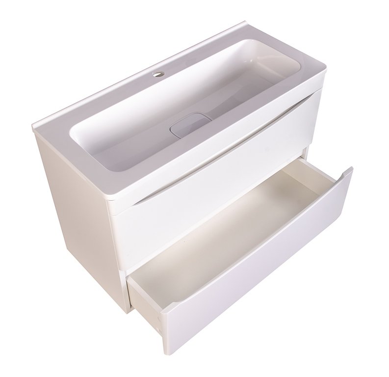 Тумба подвесная "Бергамо мини 80" (2 ящ.) Люкс антискрейтч белый, PLUS