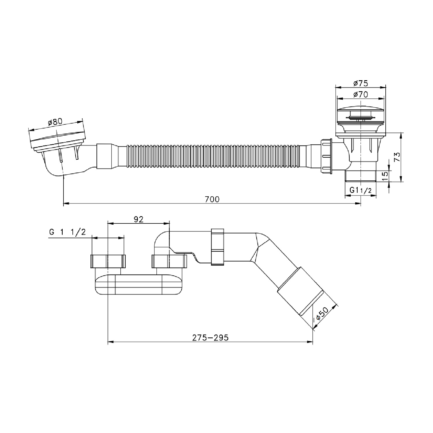 Слив-перелив (автомат, 60 см.) Raglo R600.31.03, золотой сатин