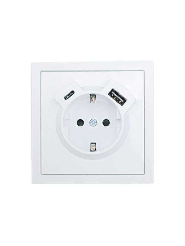 Розетка 1-мест. с/з Type-C+USB разъем СП ZIMA бел. LEZARD 704-0288-181TC