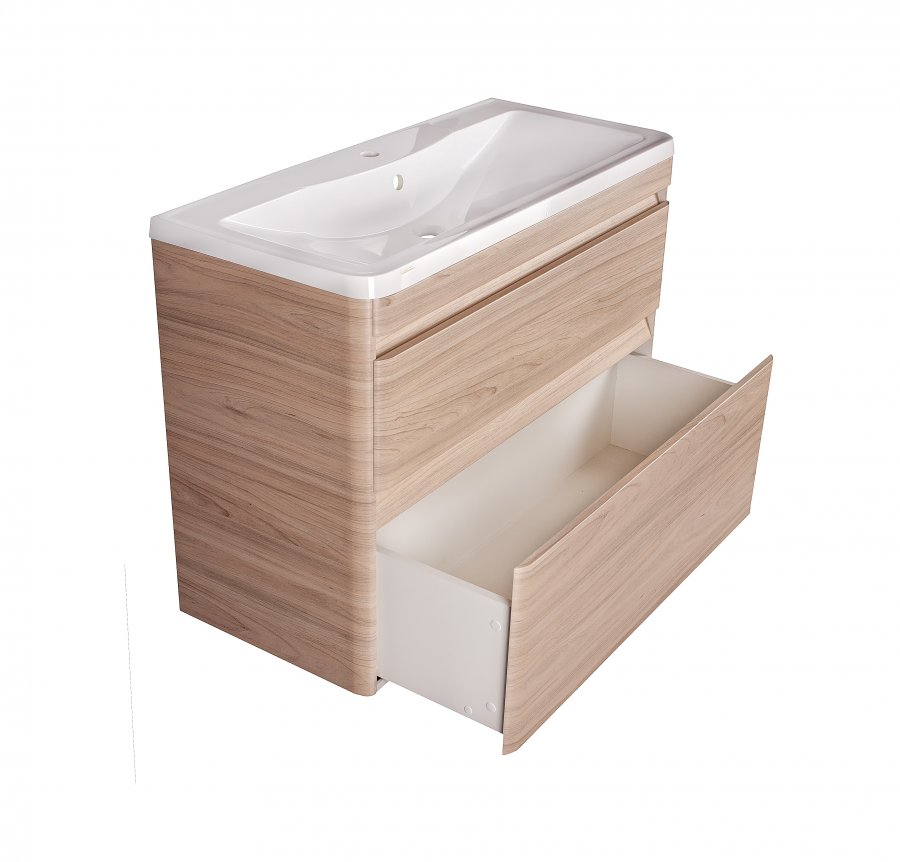 Тумба подвесная "Атлантика 100", Люкс ясень перламутр, PLUS