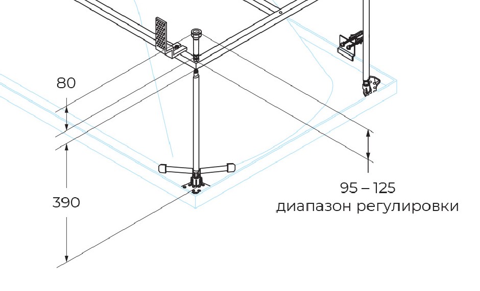 Металлическая ножка к каркасу акриловой ванны CEZARES 9002021