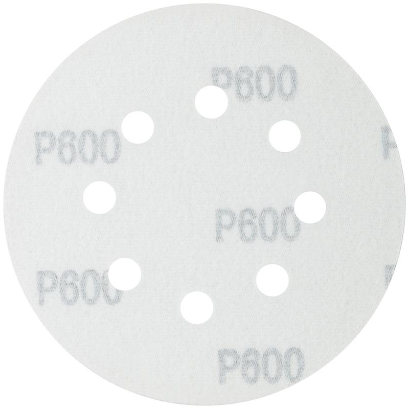 Круг шлифовальные с отверстиями (липучка) алюминий-оксидные 125мм Р 600 (уп.5шт) MOS 39842М