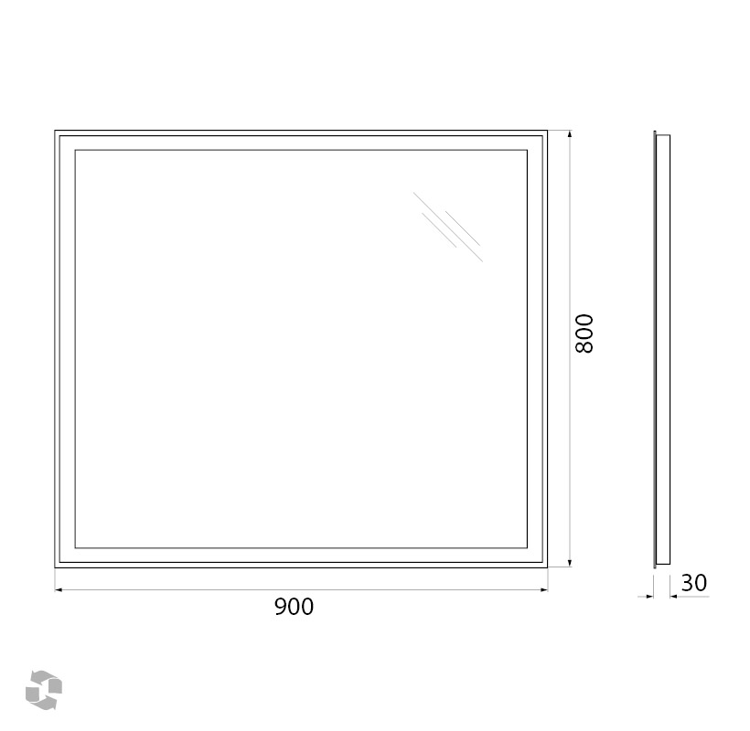 Зеркало BelBagno SPC-GRT-900-800-LED-BTN