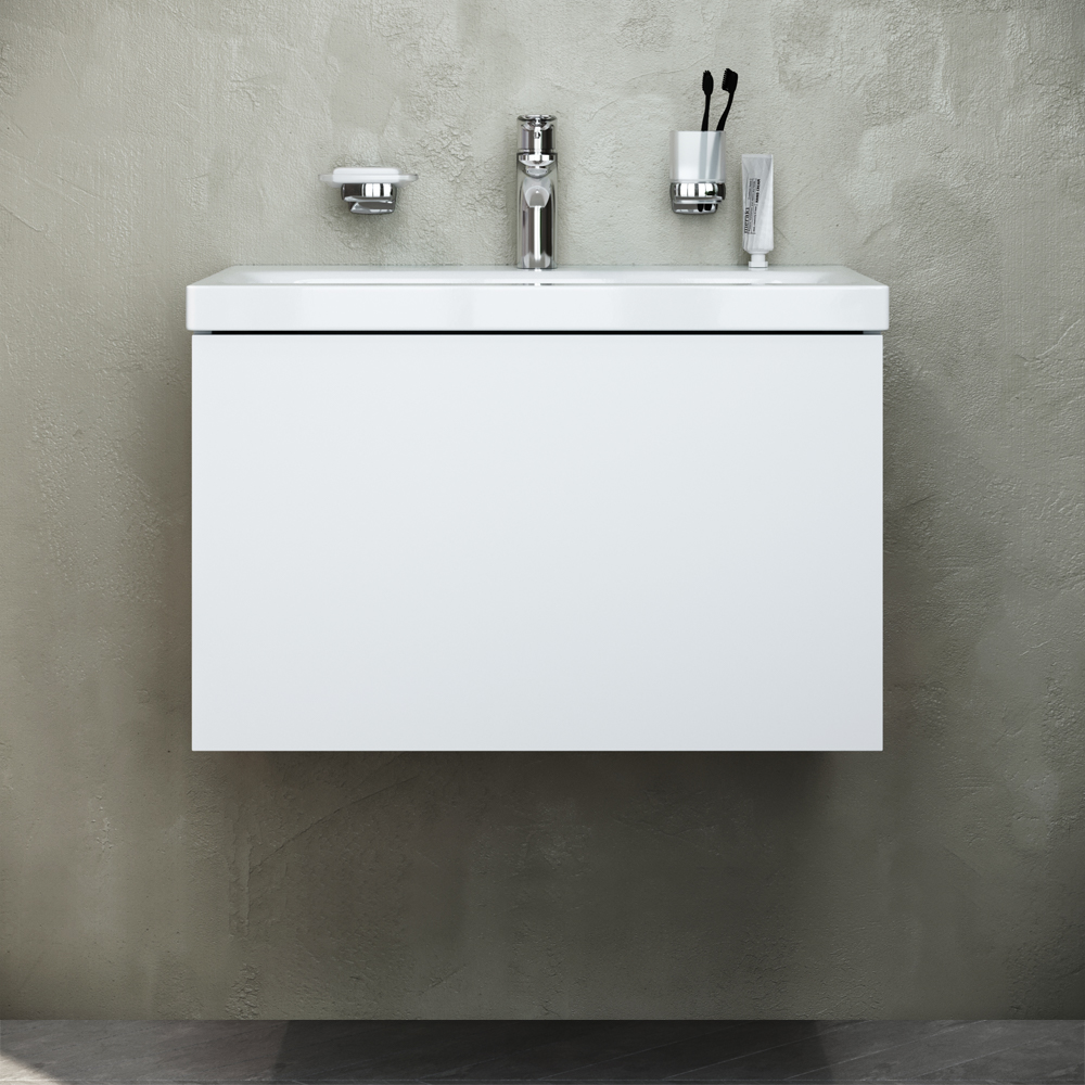 M90FHX06021WG GEM, База под раковину, подвесная, 60 см, 1 ящик push-to-open, цвет: белый, глянец