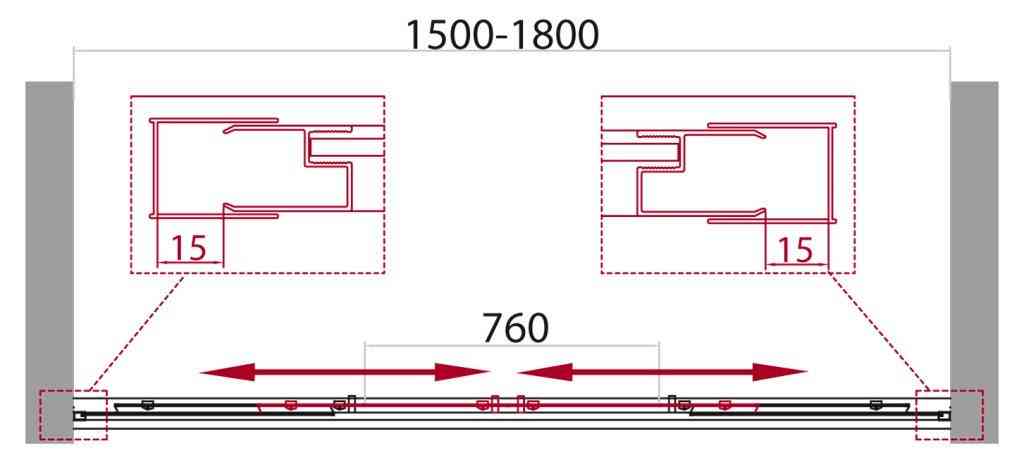 Душевая дверь BelBagno UNIQUE-BF-2-150/180-P-Cr