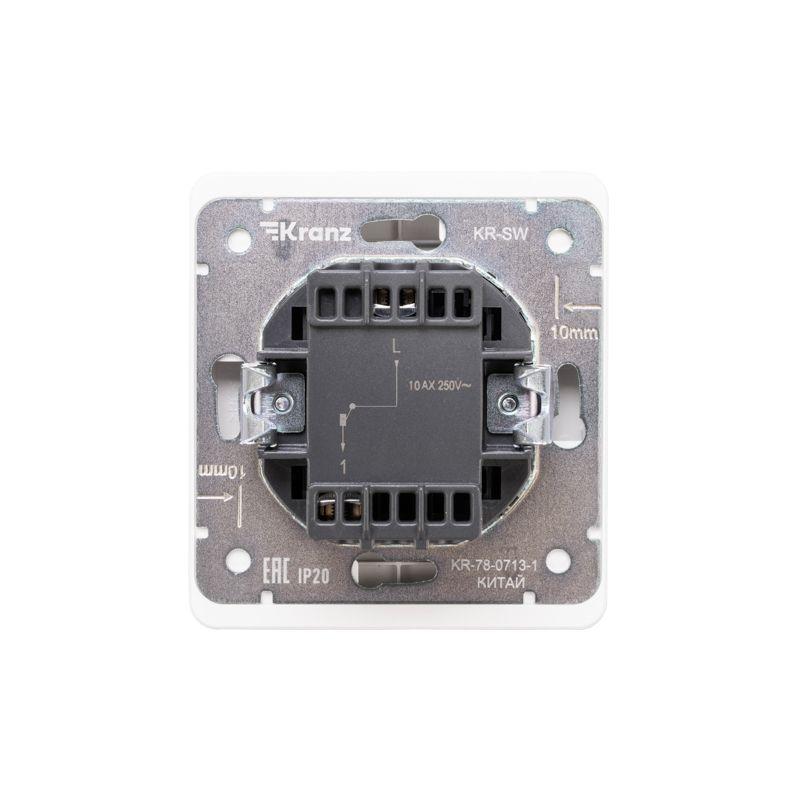 Выключатель 1-кл. СП ROUND MIELE 10А с подсветкой перламутр Kranz KR-78-0713-1