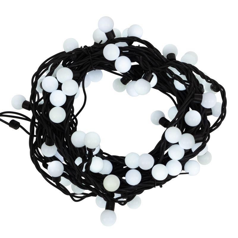 Гирлянда светодиодная "Мультишарики" 10м d23мм 80LED тепл. бел. 230В IP67 постоян. свечение провод каучук черн. соединяется (нужен шнур питания 315-000) Neon-Night 303-596