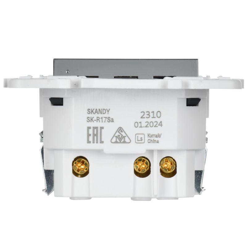 Розетка SKANDY 18Вт 16А с заземл. защ. шторки с USB C SK-R17N никель IEK SK-R14-16-U14-018-K50