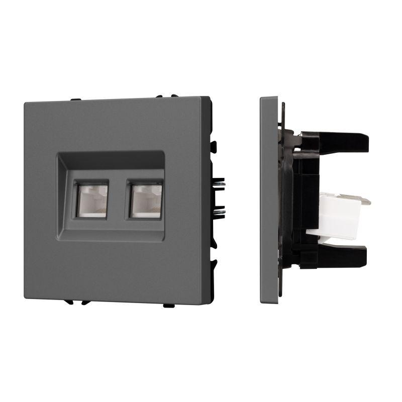 Механизм сдвоенной компьютерной розетки SCT-NOBE-MPC2-SFPL-GR RJ-45 CAT6 Arlight 054315