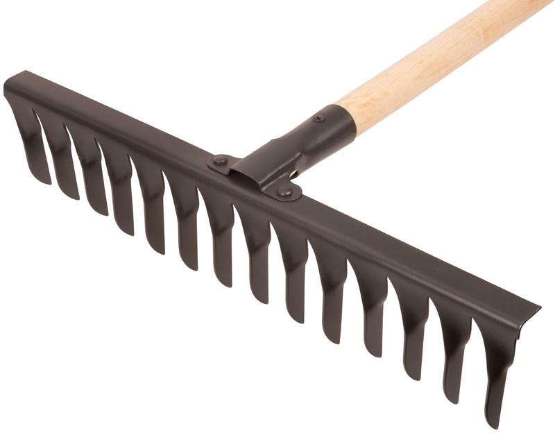 Грабли витой зуб 14 зубьев с деревянным черенком КУРС 76965