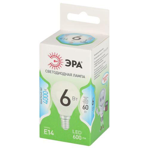 Лампа светодиодная GREEN LINE P45-6W-840-E14 GL 6Вт шар 4000К яркий свет бел. E14 Эра Б0067028