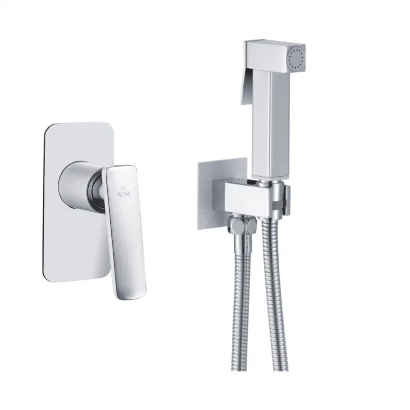 Гигиенический душ со смесителем Rose R1605F, белый/хром