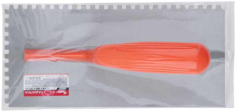 Гладилка зубчатая 280х130мм зуб 6х6мм пластик. ручка стальная КУРС 05137