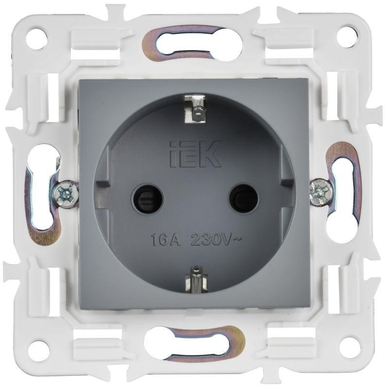 Розетка SKANDY 16А с заземл. защ. шторки SK-R04Gr сер. IEK SK-R14-16-K03
