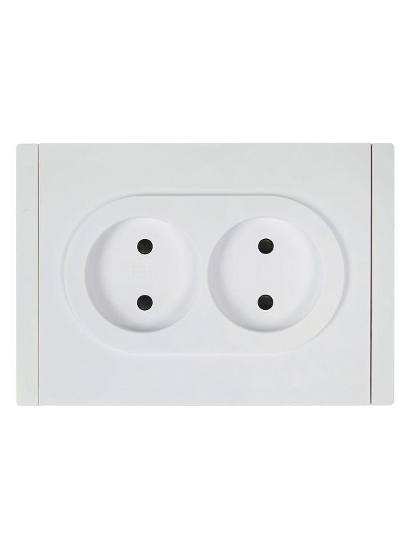 Розетка 2-м СП FORTE&PIANO FP225 10А без заземл. защ. шторки безвинт. крепл. бел. IEK FP-R23-10-1-K01