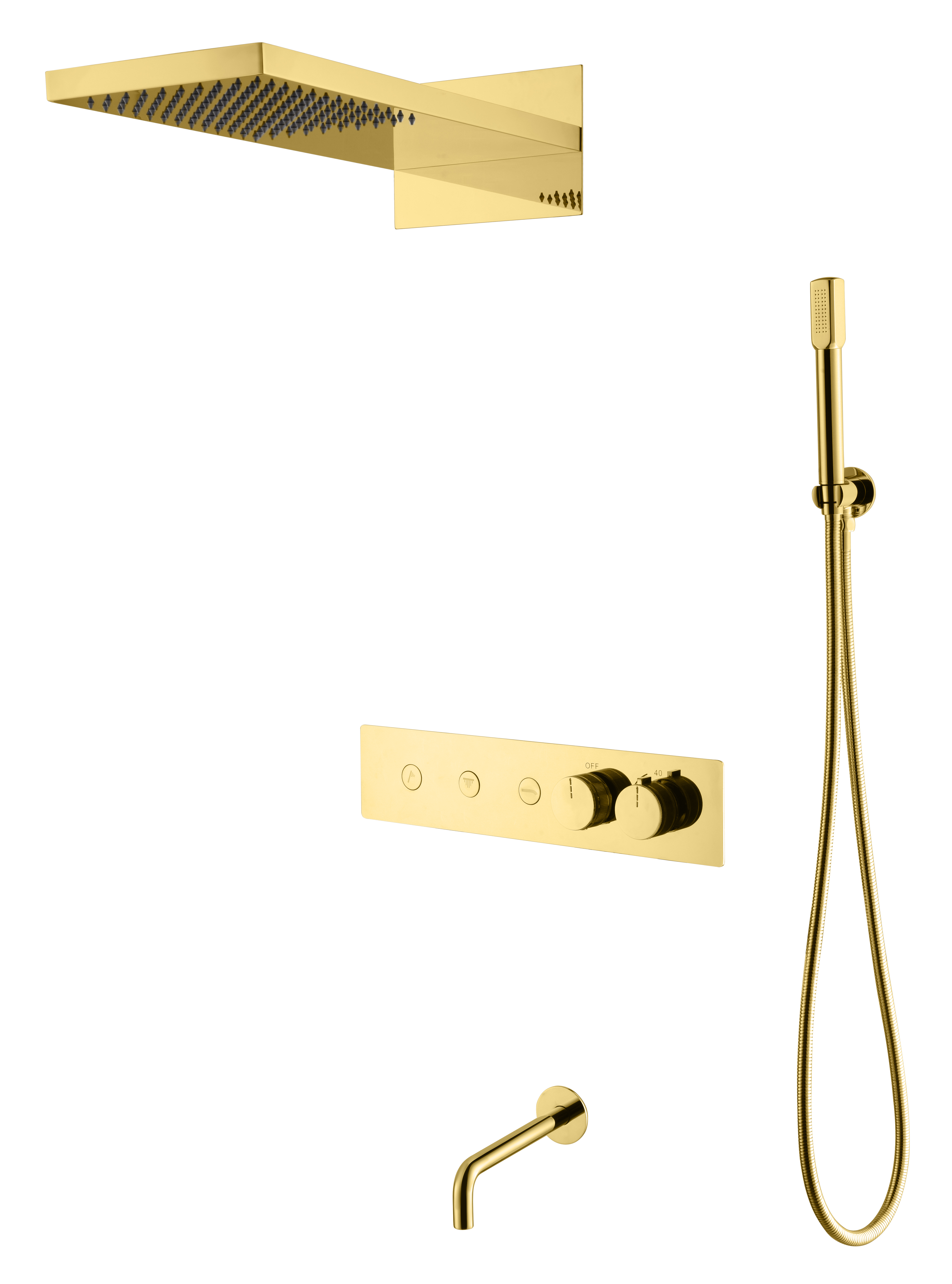 Встроенная душевая система FUSION, трехпозиционная MAT GOLD