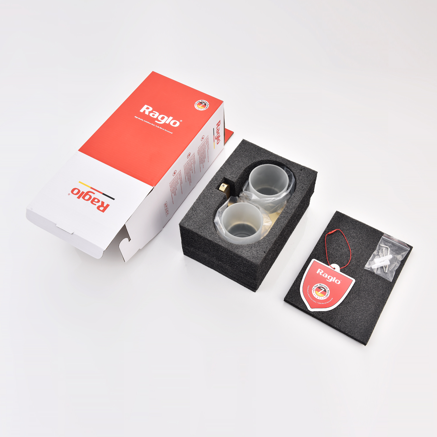 Стакан для ванной комнаты двойной Raglo R300.08.03, золотой сатин