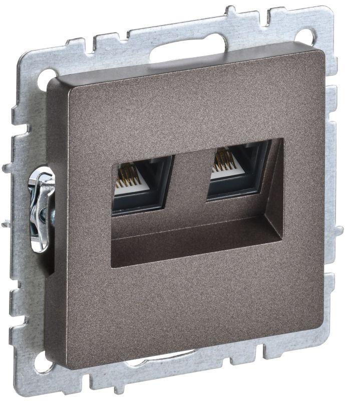 Розетка компьютерная двойн. СП RJ45 кат.6 BRITE РК11-2-БрТБ механизм бронза IEK BR-K20-2-K45