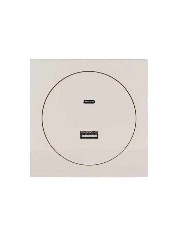 Розетка 1-м СП OSEN TC+ USB разъем механизм сл. кость LEZARD 743-9088-192TC