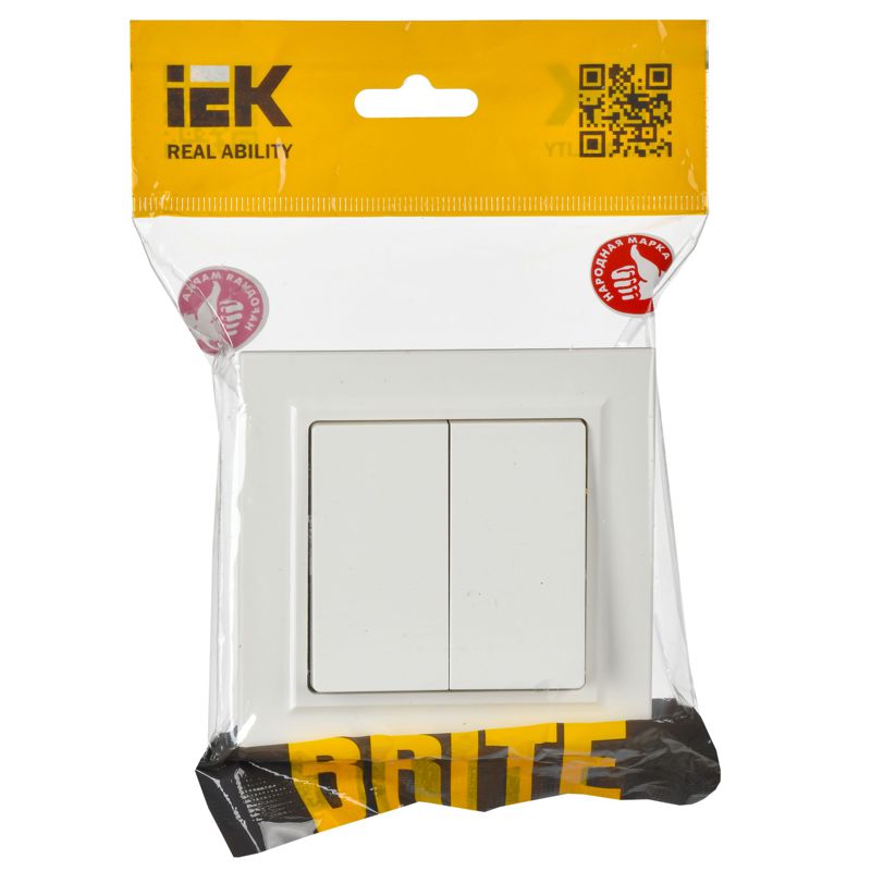 Выключатель 2-кл. СП BRITE ВСР10-2-0-БрБ 10А в сборе бел. IEK BR-V20-0-10-K01-F