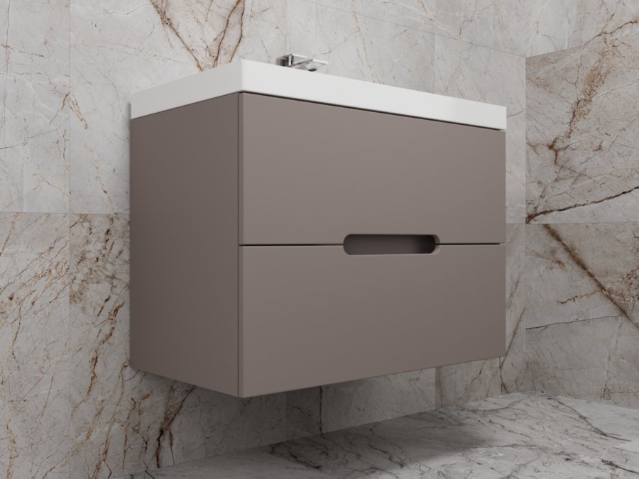 Тумба подвесная "Матис 80", Classic 80, (2 ящика), тауп темный, ЭМАЛЬ