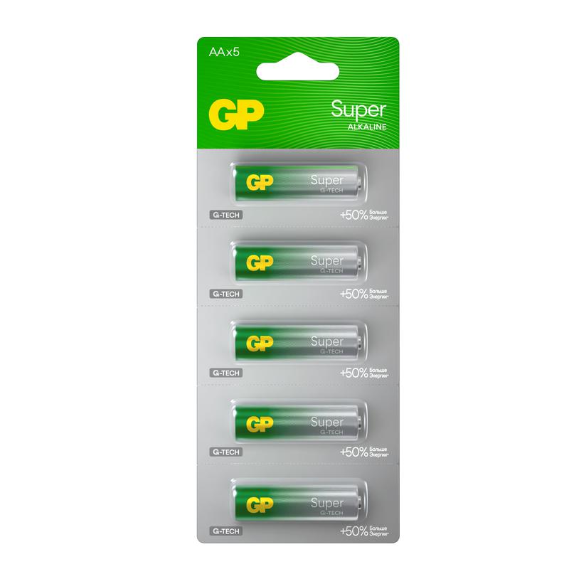 Элемент питания алкалиновый AA/LR6 1.5В Super Alkaline G-Tech (блист.5шт) GP 1290