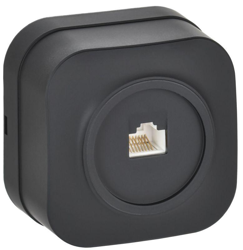 Розетка компьютерная ОП RJ45 кат.5E GLORY РК10-ХЧм черн. матов. IEK EKH10-K02M