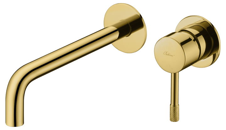 Смеситель для умывальника из стены, Uno. Gold