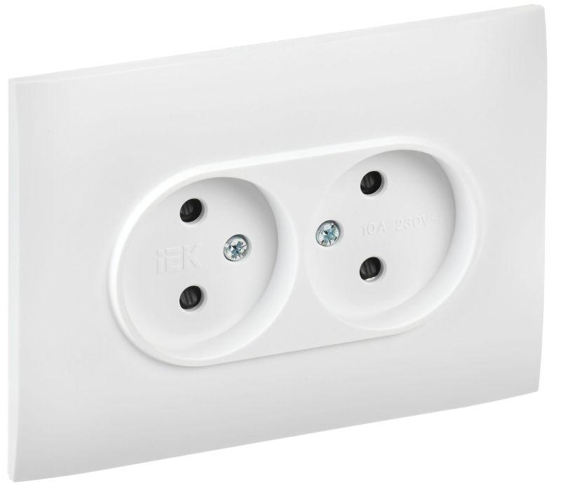 Розетка 2-м SKANDY 10А без заземл. защ. шторки в сборе SK-R09W арктич. бел. IEK SK-R23-10-K01-F