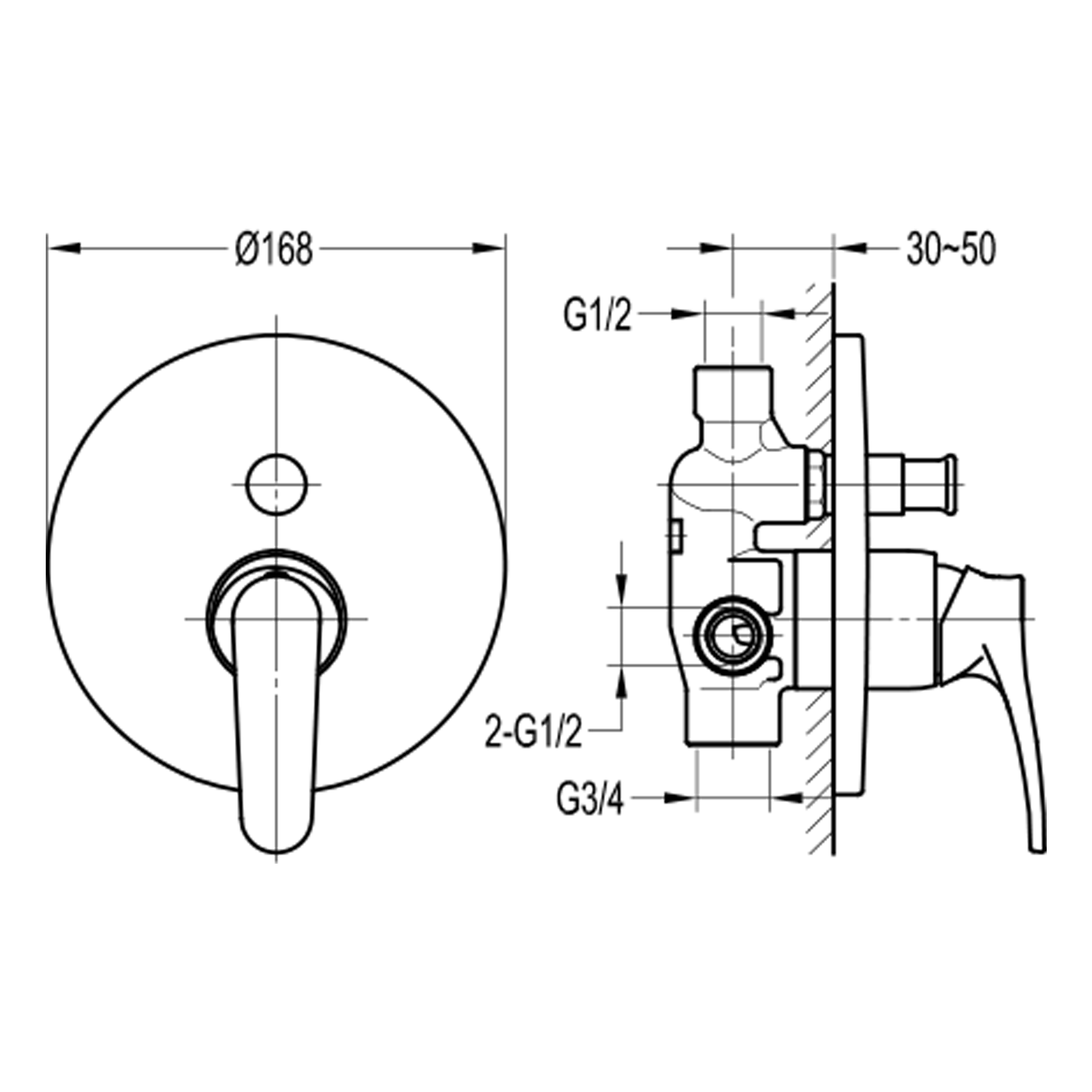Смеситель встраиваемый подключение на 2 выхода Swedbe Terracotta 2554