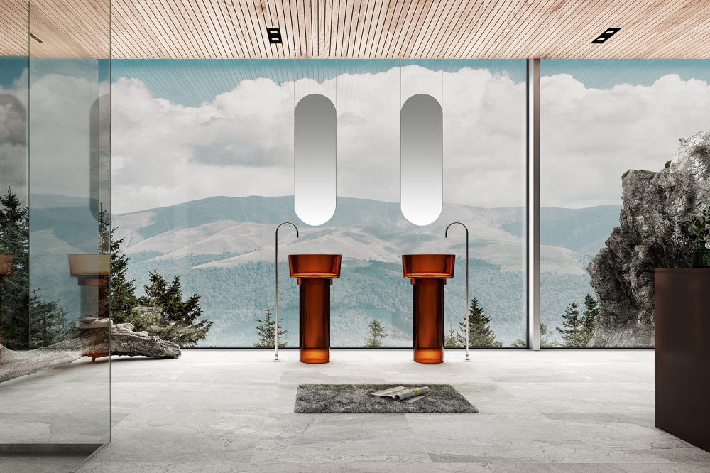 Раковина отдельностоящая прозрачная ABBER Kristall AT2702Opal коричневая