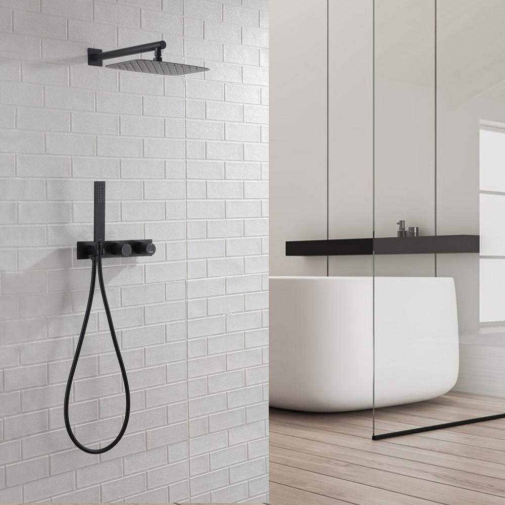 Душевая система ABBER Rund AF8718B скрытого монтажа без излива, черный матовый