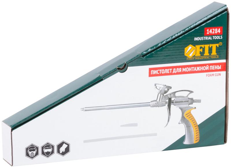 Пистолет для монтажной пены цельнометаллический прорезиненная ручка FIT 14284