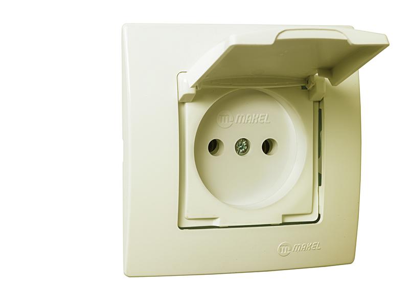 Розетка Lillium с заземл. и крышкой Makel 32010029