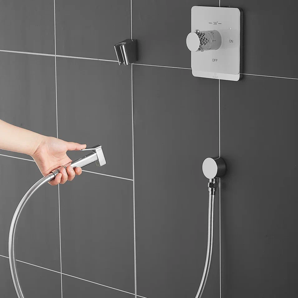 Гигиенический душ с термостатом Rose R105C, белый/хром