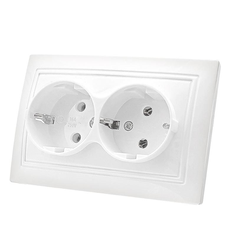 Розетка 2-м СП Севиль 16А IP20 с заземл. бел. UNIVersal С0128