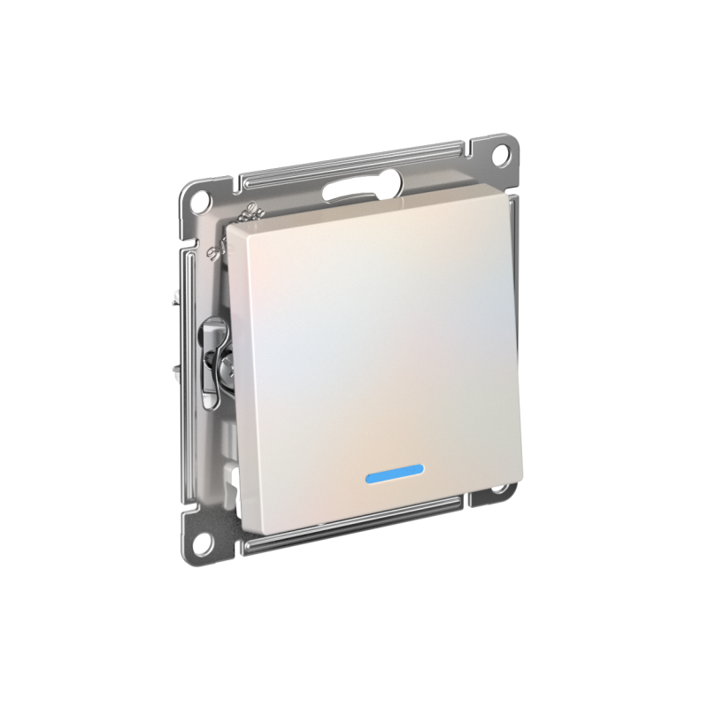 Переключатель 1-кл. AtlasDesign (сх. 6а) 10AX с подсветкой быстрозажим. клем. механизм жемчуж. SE ATN000463S