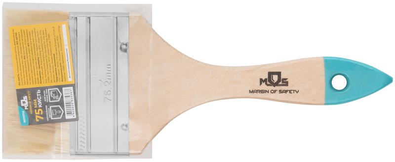 Кисть флейцевая натур. светлая щетина деревянная ручка 3дюйм (75мм) MOS 00707М